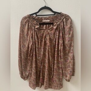 pookie & sebastian Multi Color Paisley Long Sleeve Blouse